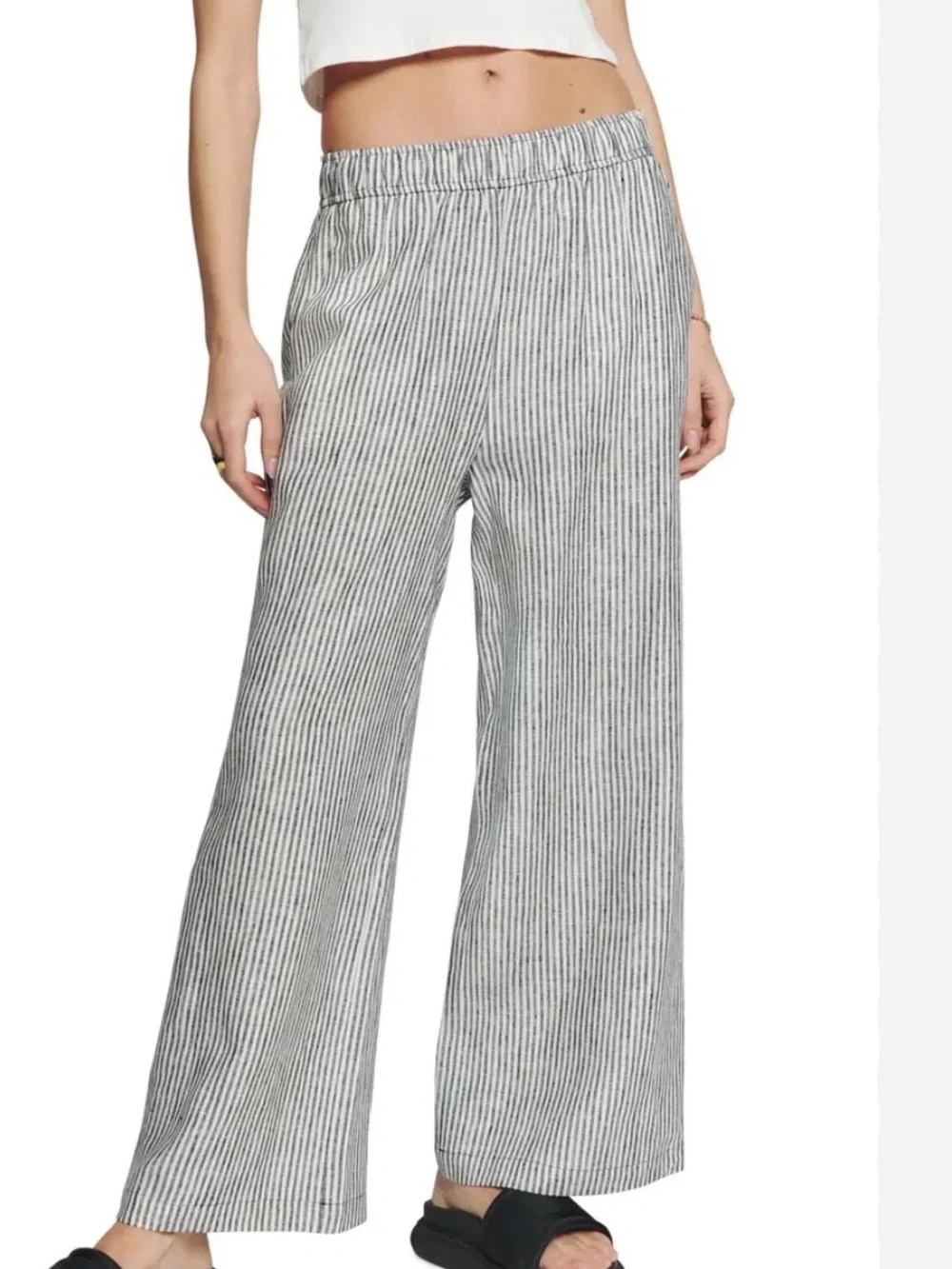 Reformation ava stripped linen pants size xs